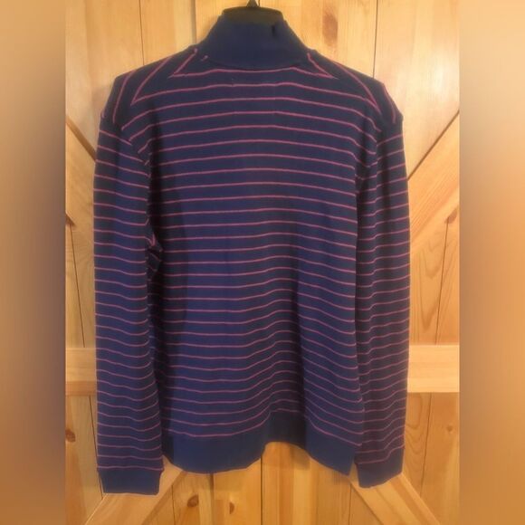 Jos. A. Bank Long Sleeve Polo Men’s Tailored Fit M Blue/Purple Striped 1/4 Zippe - Picture 3 of 5